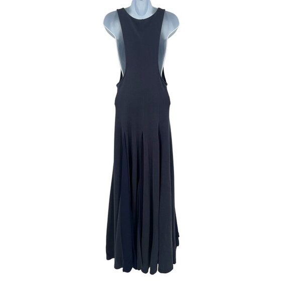 Free People Stella Cupro Lace Up Pleated Maxi Dress Blue Large Sleeveless - Picture 4 of 11